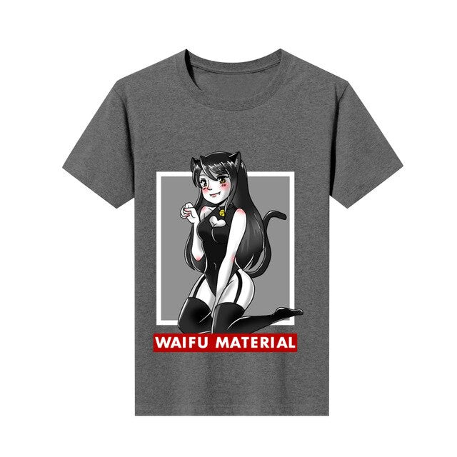 T-shirt Waifu material Neko-girl